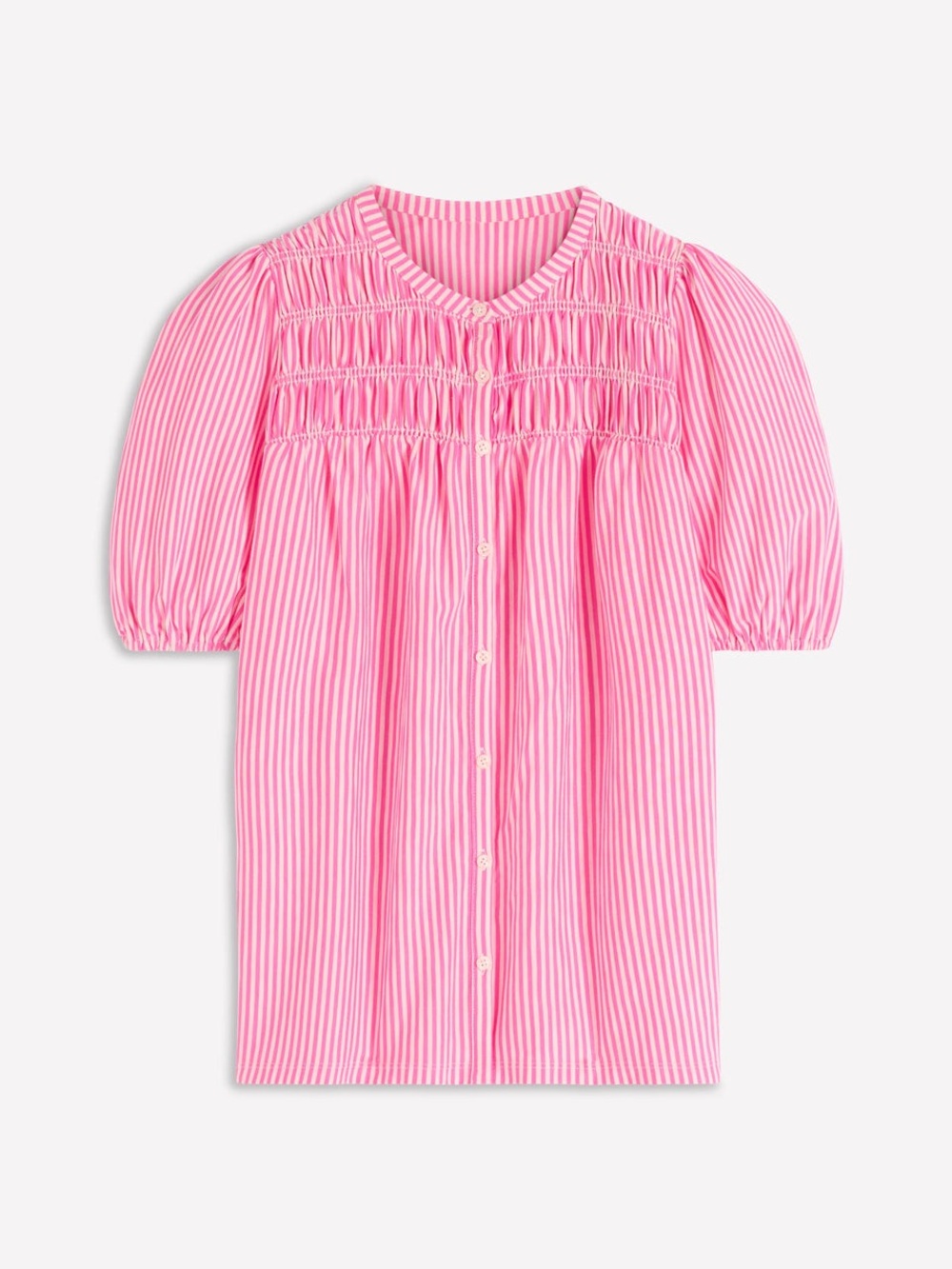 Boden Pink & White Striped Smocked Puff-Sleeve Blouse - Picture 6 of 12
